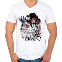 printfashion Michael Jackson Bad - Férfi V-nyakú póló - Fehér