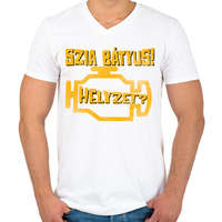 printfashion Szia Bátyus! Helyzet? (Check Engine) - Férfi V-nyakú póló - Fehér