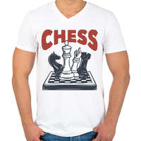 printfashion Sakk - Chess - Férfi V-nyakú póló - Fehér