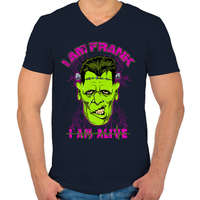 printfashion Frank - Férfi V-nyakú póló - Sötétkék