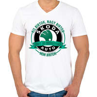 printfashion Egy jó Skoda-val nem bírtok - Férfi V-nyakú póló - Fehér