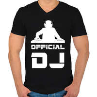 printfashion official dj - Férfi V-nyakú póló - Fekete