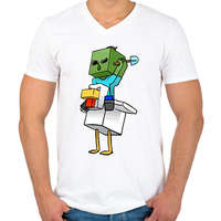 printfashion Minecraft bébi jockey - Férfi V-nyakú póló - Fehér