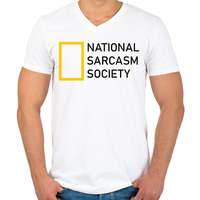 printfashion National Sarcasm Society - Black - Férfi V-nyakú póló - Fehér
