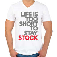 printfashion Life is too short to stay Stock - Férfi V-nyakú póló - Fehér