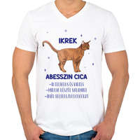 printfashion Ikrek - Abesszin cica - Férfi V-nyakú póló - Fehér