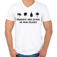 printfashion Protect the lungs (black) - Férfi V-nyakú póló - Fehér