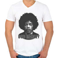 printfashion Bob Hendrix - Férfi V-nyakú póló - Fehér