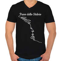 printfashion Passo dello Stelvio - Férfi V-nyakú póló - Fekete