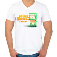 printfashion mini world - Férfi V-nyakú póló - Fehér