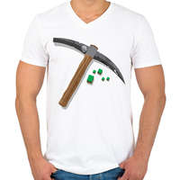 printfashion Minecraft bányász - Férfi V-nyakú póló - Fehér