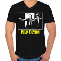 printfashion Pulp Fiction - Férfi V-nyakú póló - Fekete