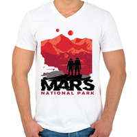 printfashion Mars nemzeti park - national park - Férfi V-nyakú póló - Fehér