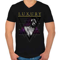 printfashion Luxus - Férfi V-nyakú póló - Fekete
