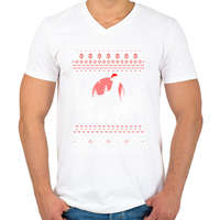 printfashion Dobermann karácsony mintás - Férfi V-nyakú póló - Fehér