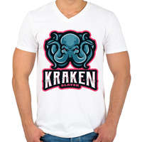 printfashion Kraken Slayer - Férfi V-nyakú póló - Fehér