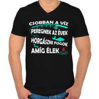 printfashion Csobban a víz- peregnek az évek - Férfi V-nyakú póló - Fekete