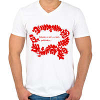 printfashion Sör bor pálinka páros minta #1 - Férfi V-nyakú póló - Fehér