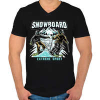 printfashion Snowboard extreme sport - Férfi V-nyakú póló - Fekete