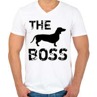 printfashion The boss - Férfi V-nyakú póló - Fehér