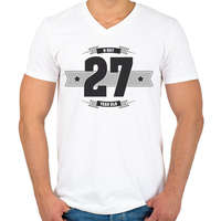 printfashion b-day-27-dark-lightgrey - Férfi V-nyakú póló - Fehér