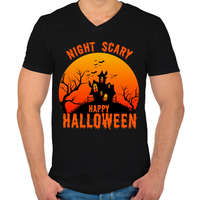 printfashion Nigh Scary Halloween - Férfi V-nyakú póló - Fekete