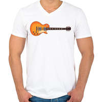 printfashion Les Paul Gitár - Férfi V-nyakú póló - Fehér