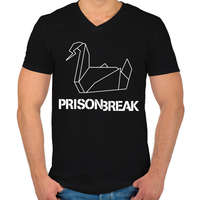 printfashion prison break fehér - Férfi V-nyakú póló - Fekete