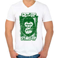 printfashion Graffiti - Gorilla - Férfi V-nyakú póló - Fehér