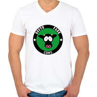 printfashion south park cows - Férfi V-nyakú póló - Fehér