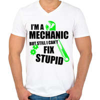 printfashion Szerelő vagyok, de a hülyéket nem lehet megjavítani - Férfi V-nyakú póló - Fehér