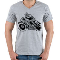 printfashion Cafe racer - Férfi V-nyakú póló - Sport szürke