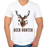 printfashion deer hunter - Férfi V-nyakú póló - Fehér