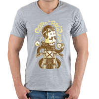 printfashion Coffee Racer - Férfi V-nyakú póló - Sport szürke