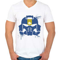 printfashion Space Wolves helmet - Férfi V-nyakú póló - Fehér