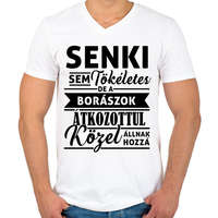 printfashion Senki sem tökéletes, de a borászok... - Férfi V-nyakú póló - Fehér