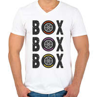 printfashion F1 Box - Férfi V-nyakú póló - Fehér