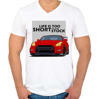 printfashion Life is too short - Férfi V-nyakú póló - Fehér