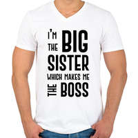 printfashion Big sister boss - Férfi V-nyakú póló - Fehér