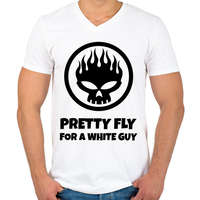 printfashion PRETTY FLY FOR A WHITE GUY - Férfi V-nyakú póló - Fehér