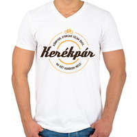 printfashion kerekpar-brown-orange - Férfi V-nyakú póló - Fehér