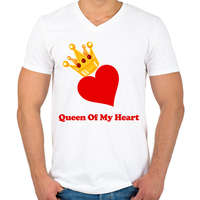 printfashion Queen of my heart - Férfi V-nyakú póló - Fehér