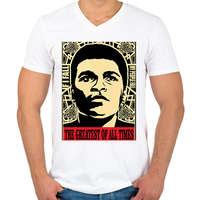 printfashion Muhammad Ali - Férfi V-nyakú póló - Fehér