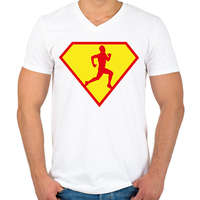 printfashion Futó hős - Férfi V-nyakú póló - Fehér
