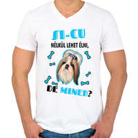 printfashion Si-cu nélkül lehet élni, de minek? - Férfi V-nyakú póló - Fehér