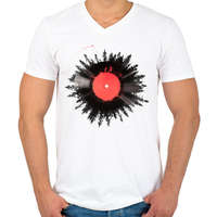 printfashion The vinyl of my life - Férfi V-nyakú póló - Fehér