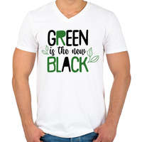 printfashion Green is the new Black - Férfi V-nyakú póló - Fehér