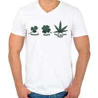 printfashion Cannabis - super fucking lucky - Férfi V-nyakú póló - Fehér
