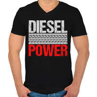 printfashion Diesel Power - Férfi V-nyakú póló - Fekete