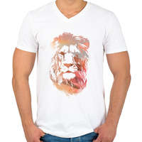 printfashion Desert lion - Férfi V-nyakú póló - Fehér
